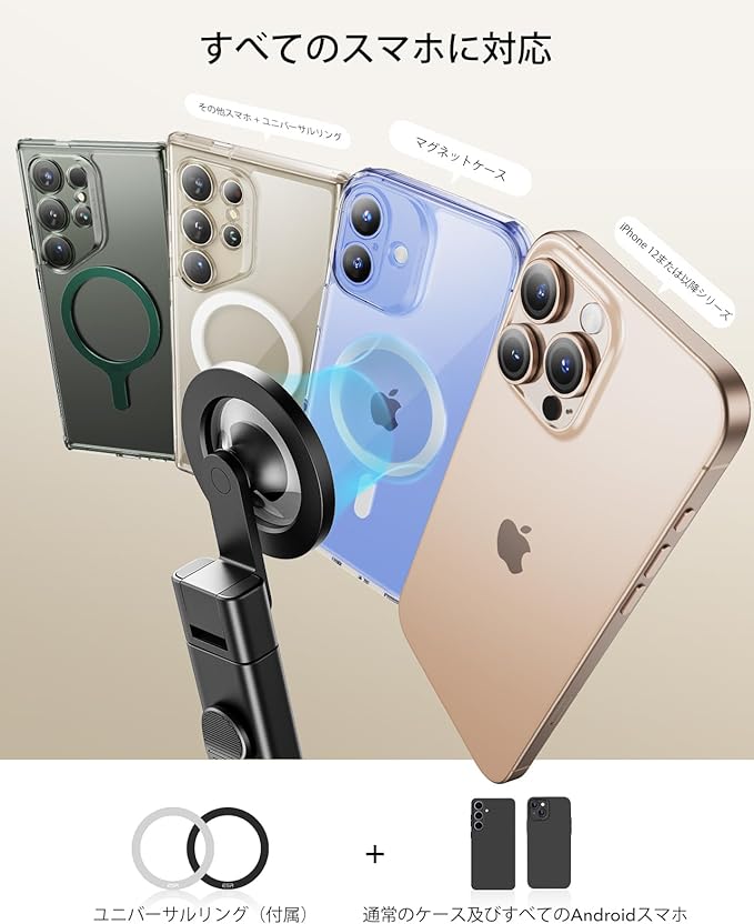 ESR MagSafe スタンドを機内テーブルに固定したイメージ